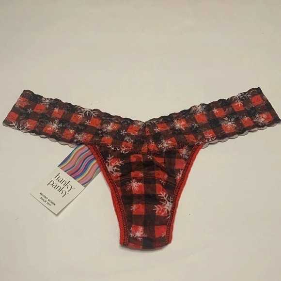 Hanky Panky Lace Low Rise Thong Panty Red Multicolored OS New - Picture 1 of 6